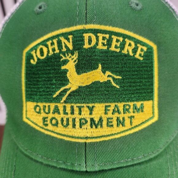 John Deere Hat Cap Strap Back Green Embroidered Farmer Farm Mens Tractor Field - Picture 3 of 10